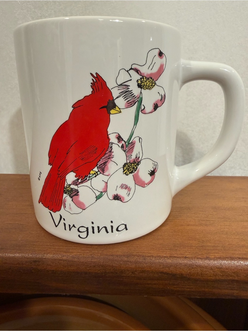 Vintage Virginia State Red Cardinal Ceramic Mug - made in Japan 4186
